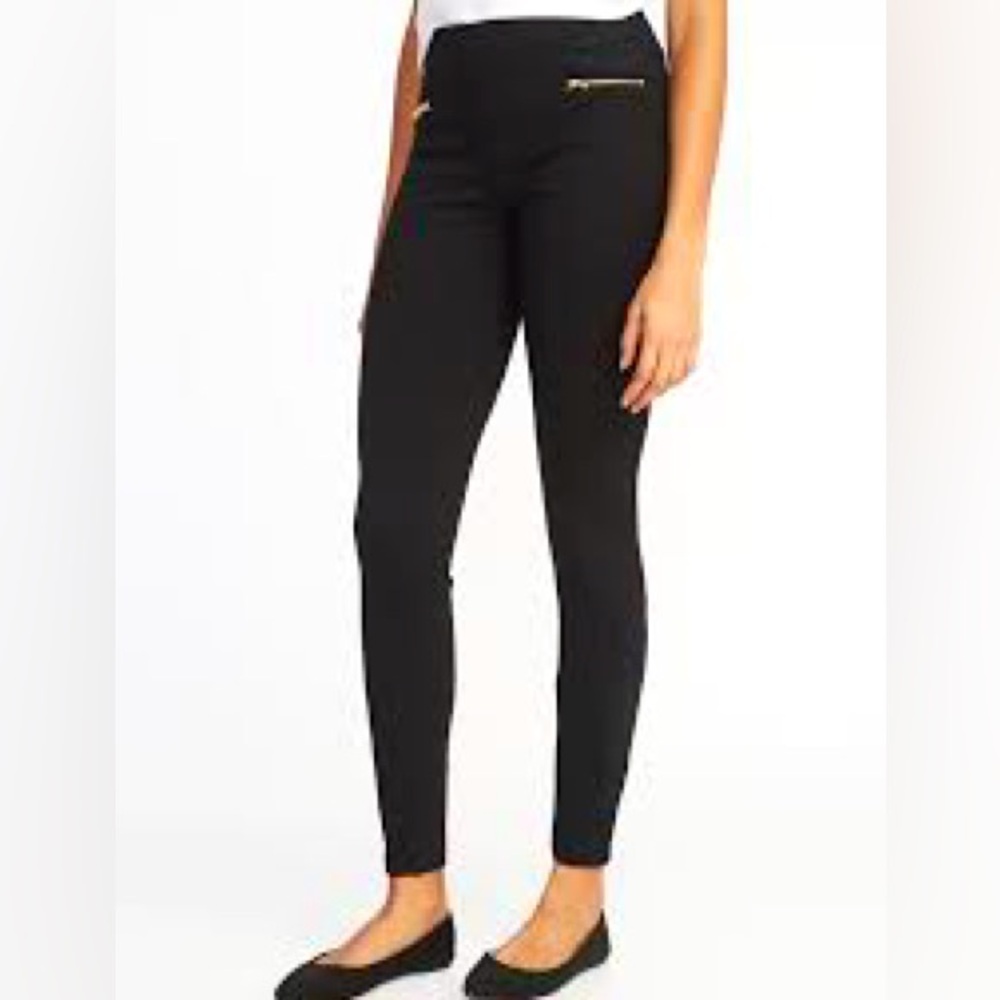 Old navy High-Rise Stevie PonteKnit Sueded-Trim ZipPanel Pants M great condition